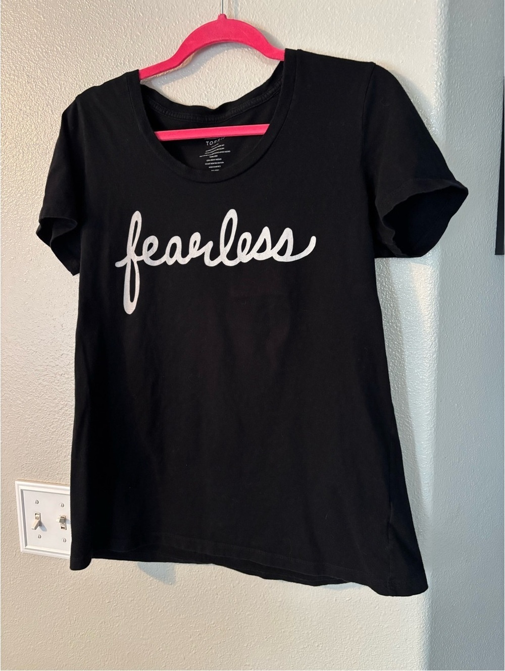 Torrid Fearless Graphic Scoop Neck T-Shirt Black White Script Plus Size 0 L 12